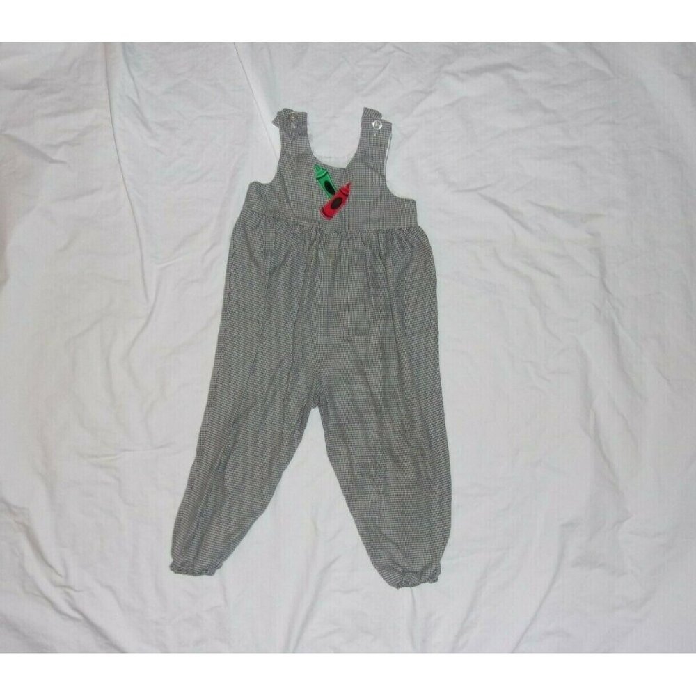 Kelly's Kids Black and White Checked Crayons Longall Romper Girls 4